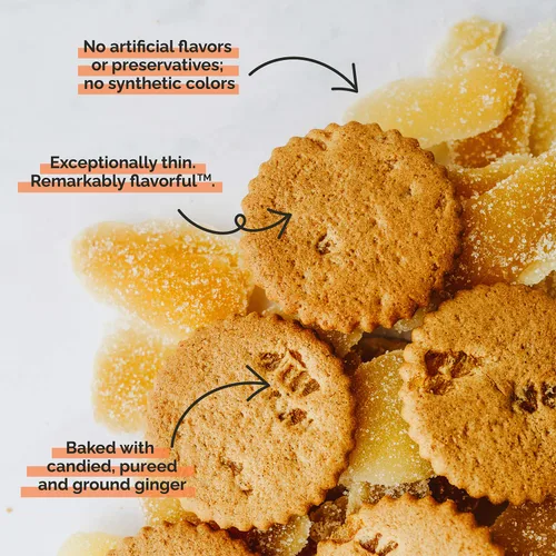 Vista 3 de Dewey's Bakery Triple Ginger Moravian Cookie Thins, 9 onzas, 1 paquete, crujiente