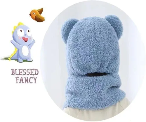 Vista 2 de DNLKWGO Conjunto de bufanda unisex para niños pequeños, gorro de bebé, lindo oso para invierno, gorro de invierno