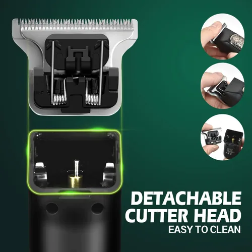 Vista 8 de DSP® Recortadora de barba para hombres, recortadora de pelo profesional con cuchilla en T, cortadora de pelo sin huecos, hoja de 0.000 in, peines