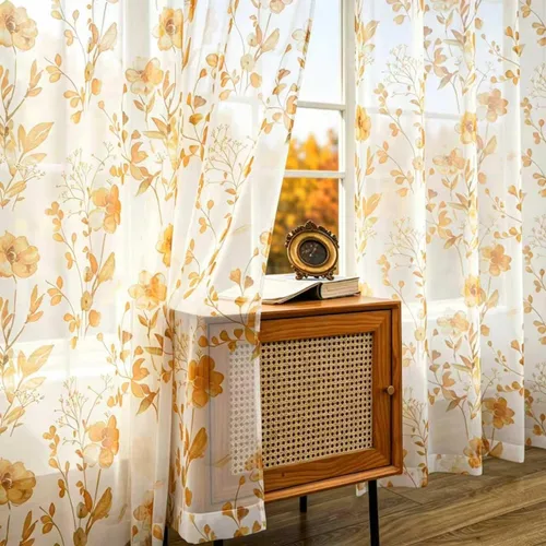 Vista 24 de youleyar Cortinas traslúcidas florales para sala de estar, 54 pulgadas de Primavera - Floral