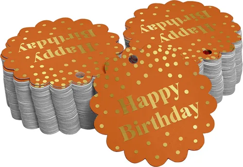 Vista 12 de Etiquetas de papel para colgar con texto en inglés «Happy Birthday» (50 unidades)