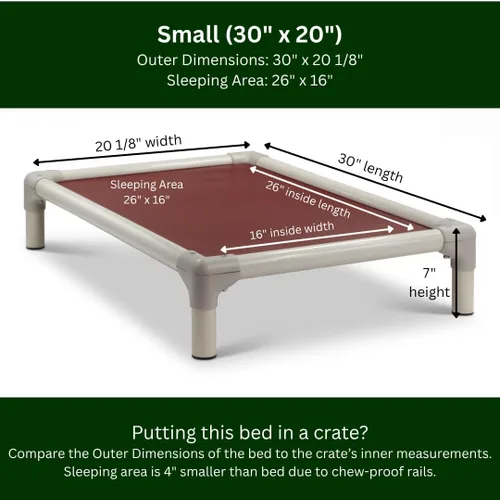 Vista 3 de Kuranda Cama elevada para mascotas a prueba de masticación, PVC almendra, 30 x 20 pulgadas, vinilo resistente, color burdeos