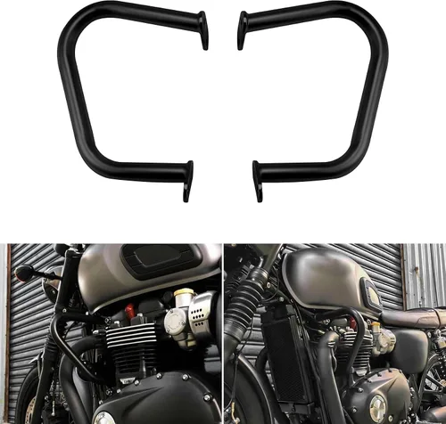 Vista 5 de TCT-MOTORPARTS Barra protectora de motor negra para Triumph Bonneville T100 T120 Thruxton 1200 Street Cup Twin 2016-2020 2019