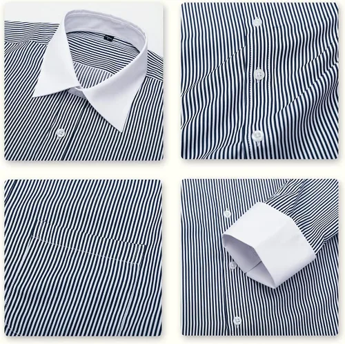 Vista 6 de Cloudstyle Camisa de vestir para hombre Slim Fit Botón Down Stripe Checked Shirt