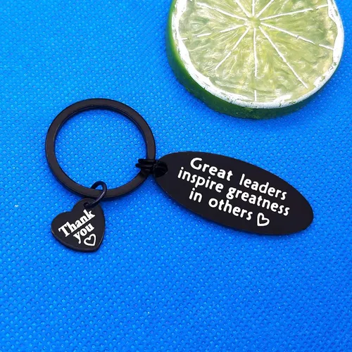 Vista 5 de Baixian Llavero Boss Leader para mujeres y hombres, grandes líderes inspiran grandeza en otros, llavero de agradecimiento para jefe, líder, regalo