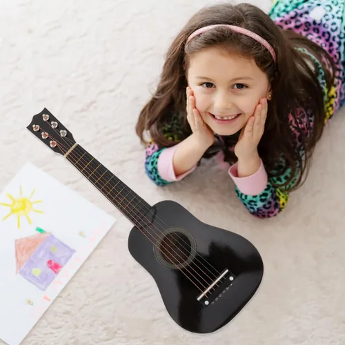 Vista 4 de Toddmomy Guitarra acústica de 21 pulgadas para niños, guitarra portátil de madera para niños, tamaño pequeño, instrumento musical