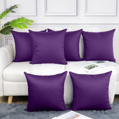 Vista 26 de Coddsmz Paquete de 6 fundas de almohada decorativas 100% algodón, fundas de cojín cuadradas de Navidad sólidas para el hogar, cama, sofá, día