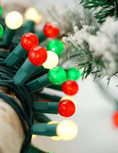 Vista 2 de Luces de Navidad para exteriores, 70 luces LED de 24 pies, color rojo, verde, blanco, luz de Navidad con bombillas perladas con certificación UL