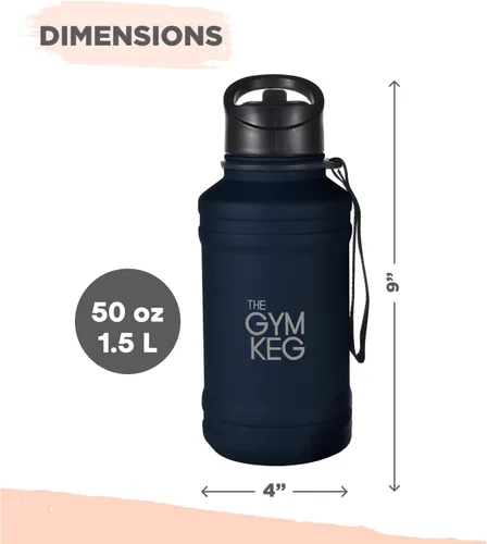 Vista 3 de THE GYM KEG Botella de agua de acero inoxidable, a prueba de fugas, contenedor aislado para bebidas calientes y frías, duradera, versátil y segura