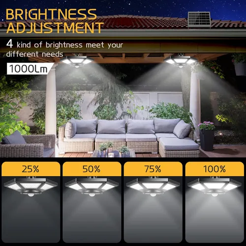 Vista 6 de Deogos Luces colgantes solares, luces solares de doble cabezal con sensor de movimiento para exteriores, 180 luces LED solares para interiores