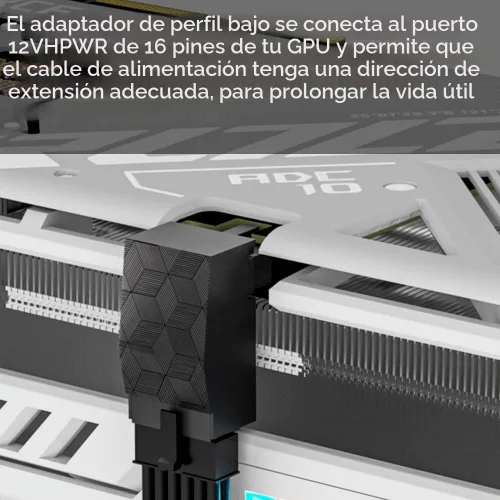 Vista 5 de 12VHPWR Adaptador de 90 grados: Conector de alimentación GPU de 16 pines 600W Pcie5.0 Adaptador de corriente de ángulo recto para tarjeta gráfica