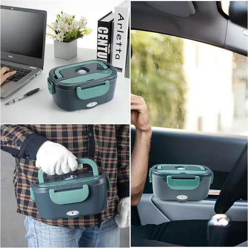 Vista 7 de Fiambrera eléctrica para adultos, 1.5L de gran capacidad de calefacción Bento, lonchera portátil para oficina, coche y camión