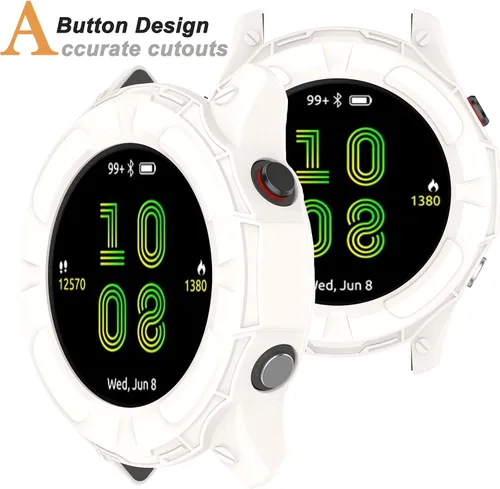 Vista 4 de Miimall Compatible con Garmin Forerunner 955, resistente a los arañazos, TPU militar, funda protectora para Garmin Forerunner 955/955 Solar (blanco)