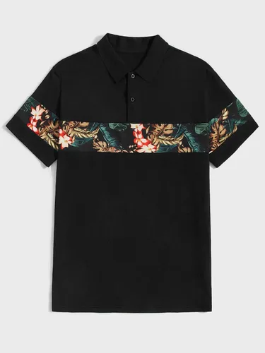 Vista 3 de Floerns Camisa casual de manga corta con estampado tropical para hombre