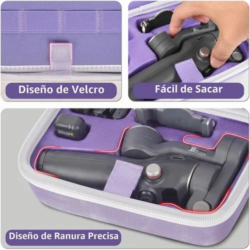 Vista 3 de Funda rígida EVA cardán para DJI Osmo Mobile 8/7P/7, púrpura
