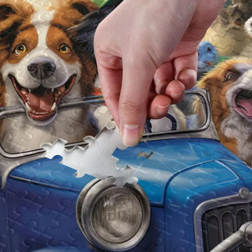 Vista 4 de Cute Dog Racing Jigsaw Puzzles 500 Pieces for Adults with Mesh Storage Bag 2012210