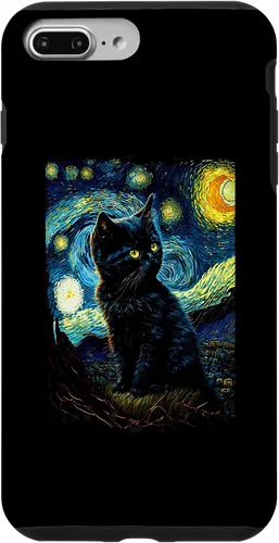 Vista 9 de iPhone 15 Starry Night Cat Van Gogh Cat Lover Cat Lover Cat Mom Cat Dad Case