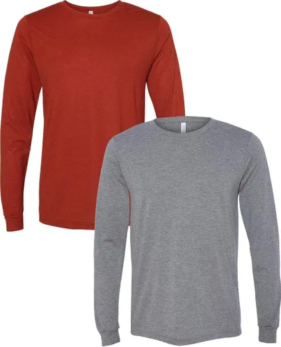Vista 136 de Canvas Filmore 3501 - Camiseta de 4.2 onzas para hombre manga larga (1) Ceniza + (1) Jaspeado atlético