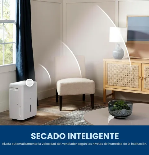 Vista 8 de GE Deshumidificador portátil de 25 pintas, perfecto para dormitorio, sótano y garaje o habitaciones de hasta 1500 pies cuadrados, ideal para áreas