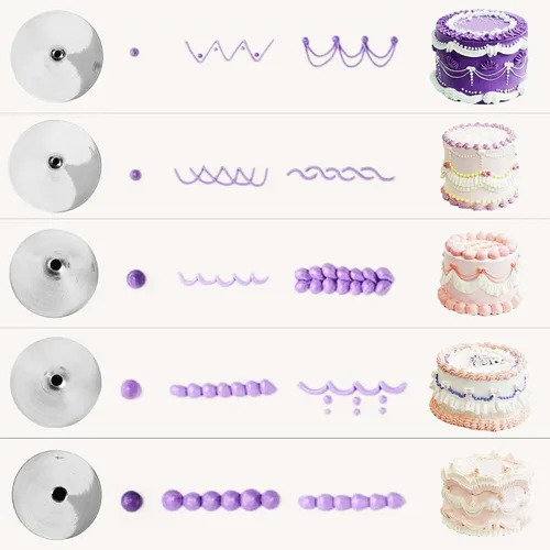 Vista 2 de GOOTRADES - Juego de 7 puntas de decoración de pasteles (5 tubos de escritura, 1 acoplador, 1 bolsa de pastelería de silicona) 5 puntas
