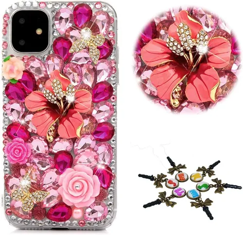 Vista 8 de Sparkle - Funda para teléfono compatible con iPhone 11, elegante, hecha a mano en 3D, con diseño de diamantes de imitación, diseño de diamantes