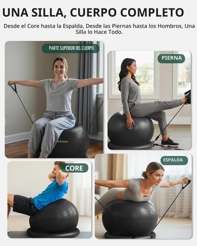 Vista 5 de Trideer Exercise Ball Chair with Bands, Stability Ball for Office & Fitness