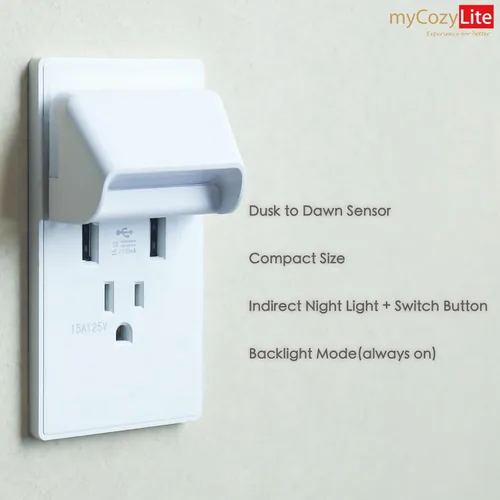 Vista 2 de Luz nocturna LED roja, sensor de atardecer a amanecer, modo de iluminación doble, luz guía y luz de sueño, interruptor de encendido y apagado, luz
