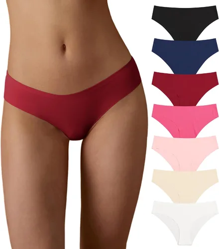 Vista 18 de SHARICCA Bragas de Bikini sin Costuras para Mujer, de Corte Descarado, Invisibles, Transpirables, Suave, Elásticas, Ropa Interior, Paquete Múltiple
