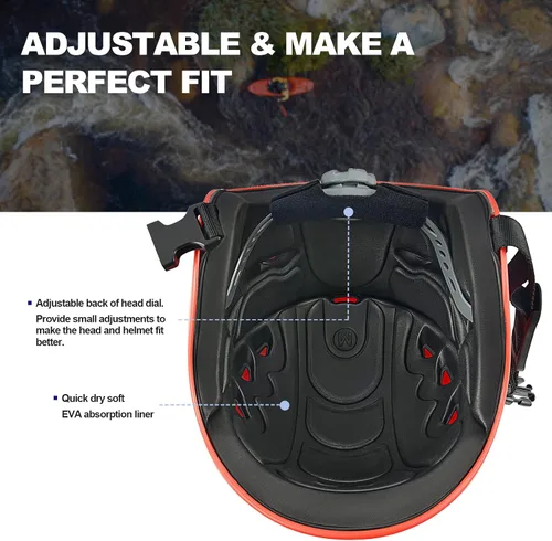 Vista 4 de Tontron Sailonger - Casco para adultos de corte completo, kayak, rafting, remo, deportes acuáticos Naranja brillante