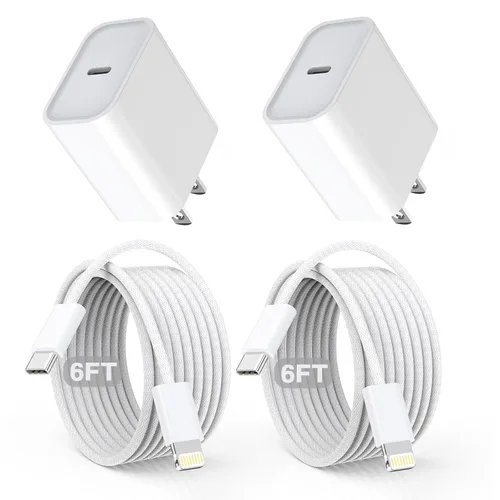 Vista 11 de Cargador rápido para iPhone, 10 pies y 20 W [certificado Apple MFi] USB tipo C, bloque de carga rápida, cargador Lightning para iPhone con cable