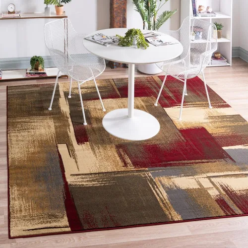 Vista 13 de Unique Loom Barista Collection - Alfombra de área Timor (2 pies 2 pulgadas x 3 pies 1 pulgada, ovalada, multicolor y rojo)