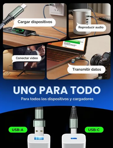 Vista 7 de [Usado] AINOPE USB C to USB C Cable, 1 FT USB C Cable Fast Charging with USB to USB C Adapter, 60W USB to USBC Cable for iPhone 17 Pro Max Air Type