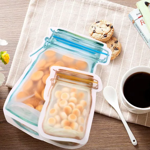 Vista 8 de KESTAR 30 bolsas con cremallera para tarros de masón, bolsas de almacenamiento de especias, bolsas reutilizables para guardar alimentos, bolsas