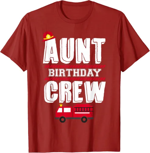 Vista 71 de Aunt Birthday Crew Fire Truck Fireman - Camiseta para fiesta de acogida, Negro, S