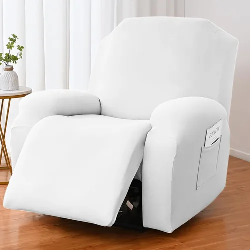 Vista 29 de vctops Fundas para sofá reclinable de 3 cuerpos, elásticas, de punto, suaves, lisas, antideslizantes, para sofá, protector de muebles con parte Café