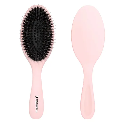 Vista 10 de Cepillo de cerdas de jabalí para mujeres, hombres y niños, cepillo desenredante para cabello grueso, adelgazamiento, seco o húmedo con alfileres