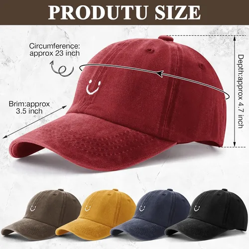 Vista 2 de Gorra de béisbol unisex de algodón vintage de perfil bajo sin estructura, gorra de béisbol desgastada lavada y ajustable para papá