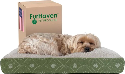 Vista 18 de Furhaven - Cama para perros y gatos, cojín de lujo, diseño rectangular tradicional, cama para mascotas con funda extraíble para perros y gatos
