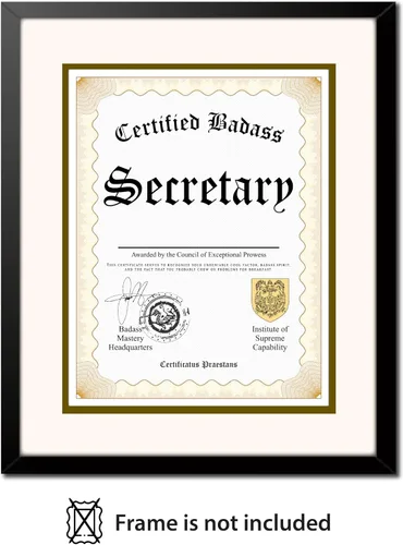 Vista 3 de Diploma certificado de secretaria Badass Divertido certificado de premio de novedad de idea de regalo de broma de carrera personalizada