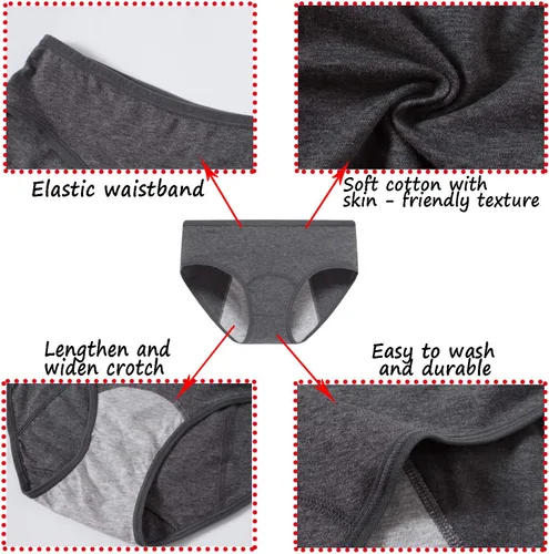 Vista 4 de Demifill Adolescente Niñas Periodo Ropa Interior Algodón Suave Mujeres Bragas Para Adolescentes Escritos