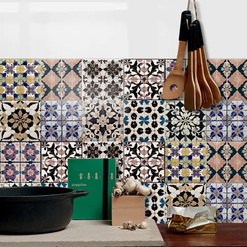 Vista 52 de Alwayspon Adhesivo para azulejos de pared moriscos para despegar y pegar, calcomanías de vinilo autoadhesivas para azulejos de cocina y baño, 4 x 4