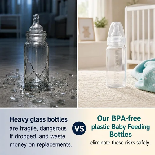 Vista 6 de DOITOOL 15 biberones desechables para bebés de 3.4 fl oz, botellas de plástico para leche para recién nacidos, con escamas de cuello transparente