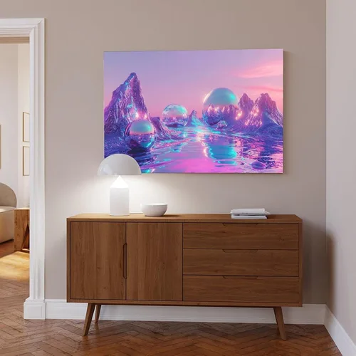 Vista 6 de ZMLIS Cyber Y2K Vaporwave Wall Art – Retro Futuristic Dreamcore Print – Aesthetic Neon Digital Decor for Bedroom Or Studio Canvas Wall Art Print