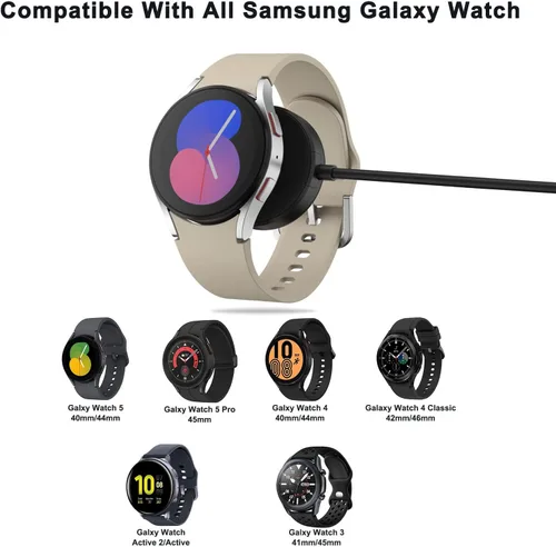 Vista 7 de Vancle Cargador de pared rápido para Samsung Galaxy Watch 8/8 Classic/7/6/5/4/3/Active 2/Active, 3.3 pies magnético USB carga cable Dock soporte