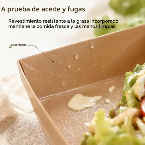 Vista 4 de Paquete de 25 cajas de embutidos con tapas transparentes, mini recipientes de papel desechables para alimentos (5 pulgadas), adecuados para postres