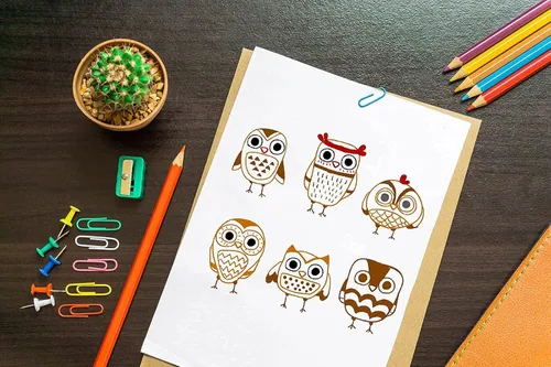 Vista 5 de 6 tarjetas de sellos transparentes de búhos lindos con sentimientos, diseño de letras de búho de otoño, sellos transparentes para decoración de 6