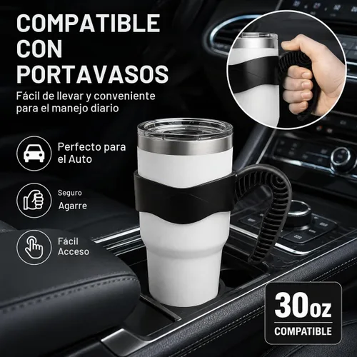 Vista 2 de Hyturtle 1 Pieza Mango Elegante y Funcional Negro para Vasos de 30 onzas - Compatible con Vasos YETI de 30 OZ - Agarre Seguro, Ligero, Apto