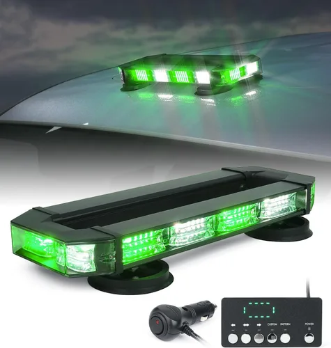 Vista 10 de LUMENIX Barra de luces estroboscópicas de baliza para techo, barra de luces LED ámbar de seguridad de tráfico de emergencia con base magnética