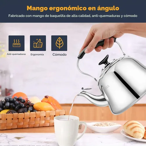 Vista 4 de AMFOCUS Tetera silbante de 2 cuartos de galón, tetera de acero inoxidable