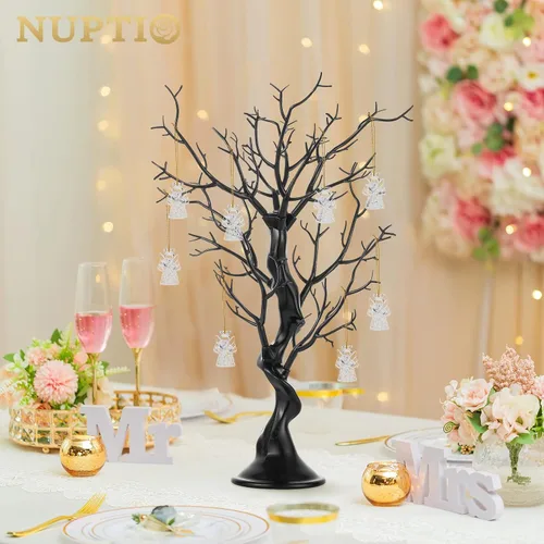 Vista 3 de NUPTIO Árbol Artificial Negro de Halloween: 22.8 pulgadas de Alto Exhibidor de Ornamentos Navideños Árboles Falsos Manzanita Ramas Decorativas